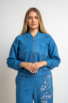 نتشي جاكيت بسحاب كم طويل نسائي