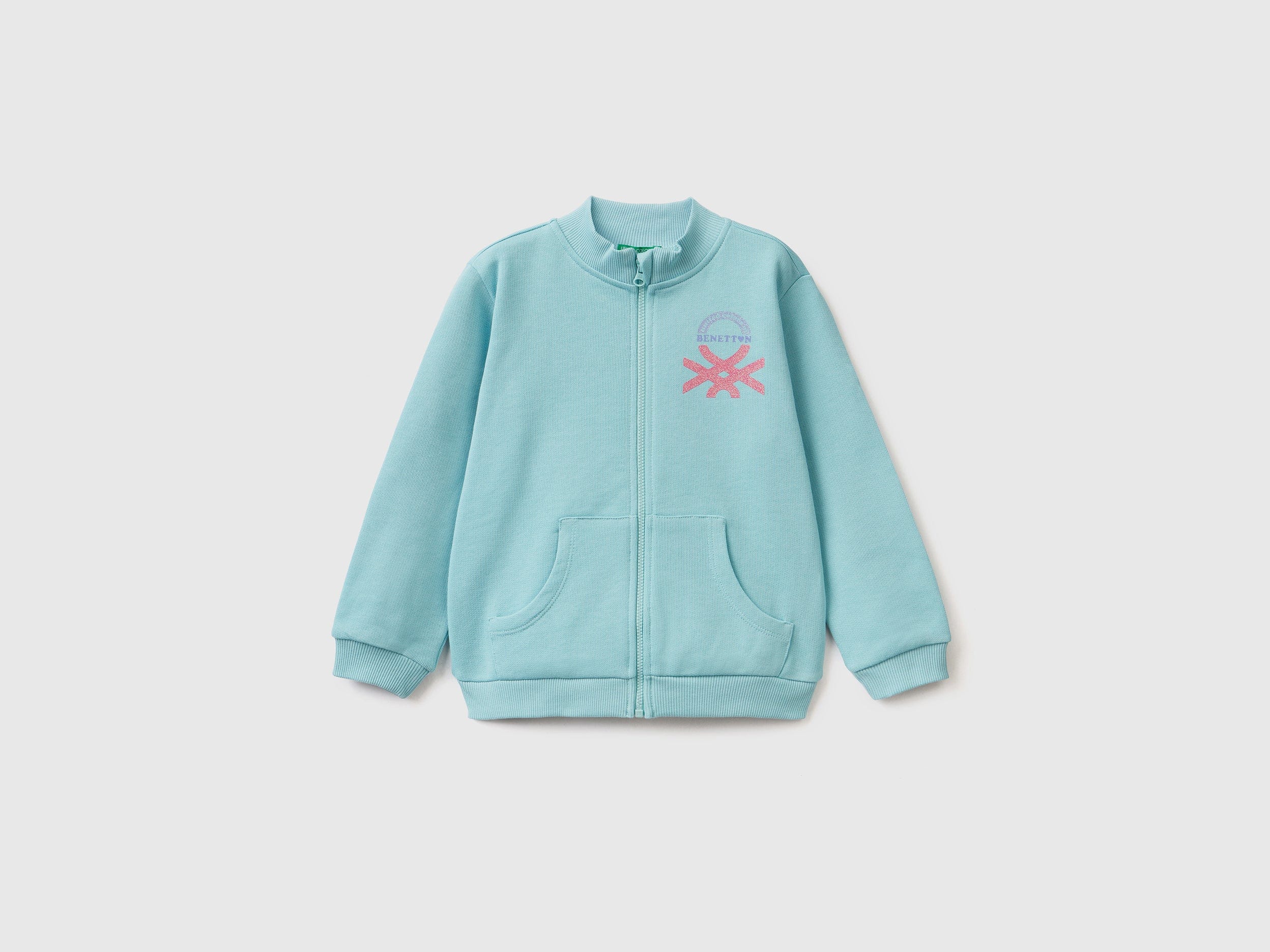 يونايتد كولورز اوف بينيتون سويت شيرت بشعار بسحاب من القطن العضوي بناتي