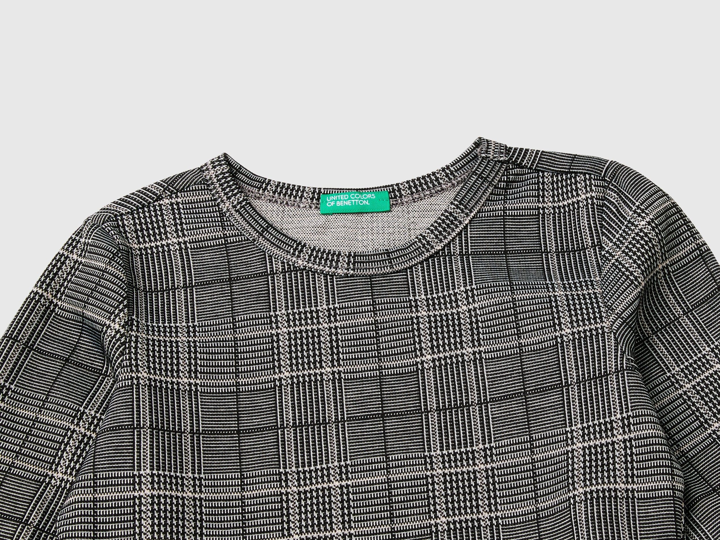 يونايتد كولورز اوف بينيتون فستان بناتي فيسكوز بياقة دائرية وأكمام طويلة منقوش