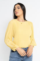 نتشي بلوزة بأكمام طويلة نسائية بليسية رفيع