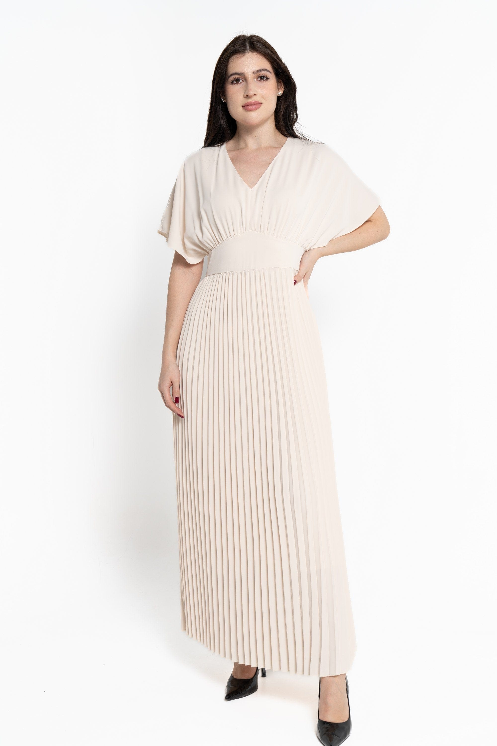 women's a line dress maxi long dress safuny Women's Maxi A Line Dress Solid Color V Neck Holiday Long Sleeve Elegant Casual Daily Comfy Trendy Dresses White XXL
