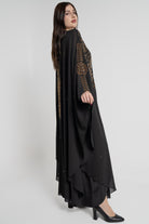 نتشي كارديجان بأكمام طويلة مطرزة نسائي أسود