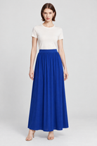 ZX1257SP blue maxi skirt on Maria - full front