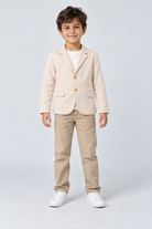 جاكيت ولادي بأزرار أمامية كم طويل, beige, front model view