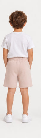 Back view of Gingersnaps boys blush pink printed shorts