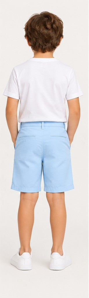 Back view of Gingersnaps boys light blue shorts