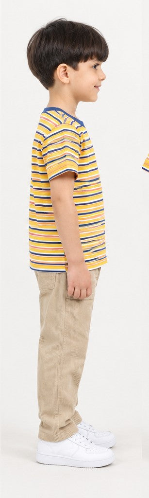 Right side view of Gingersnaps boys striped T-shirt