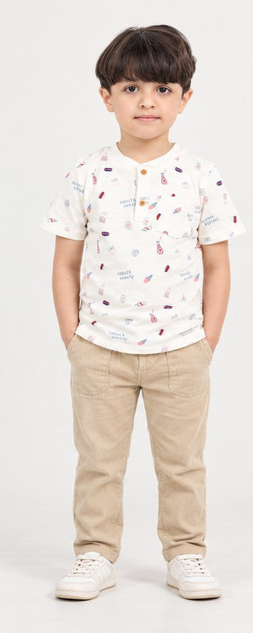 Front view of Gingersnaps boys patterned T-shirt
