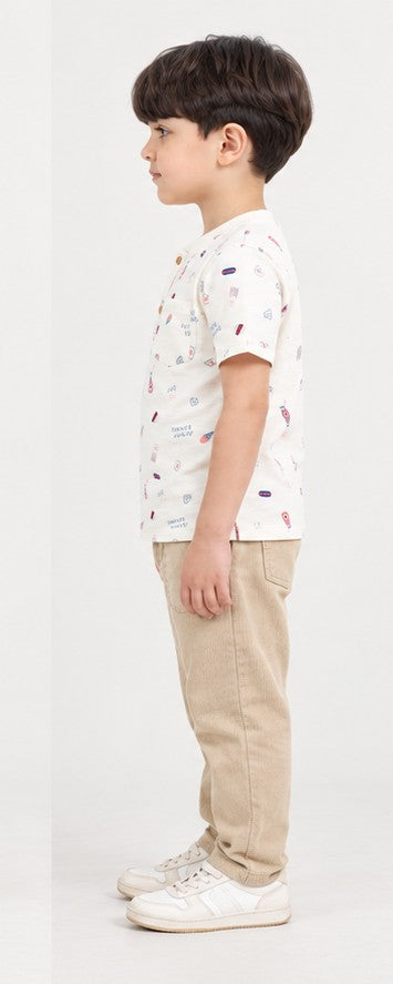 Left side view of Gingersnaps boys patterned T-shirt