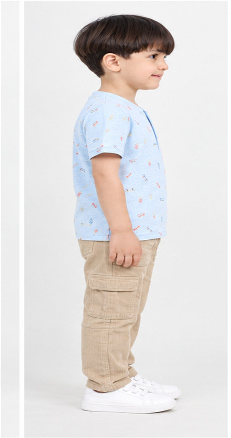 Gingersnaps boys pale blue print T-shirt - left view