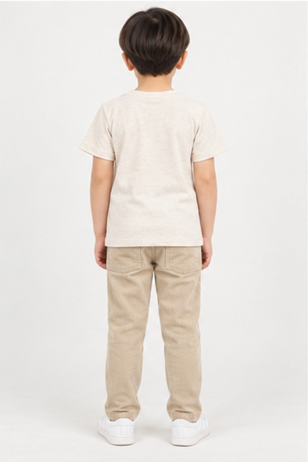 Boys' beige beach graphic T-shirt — back