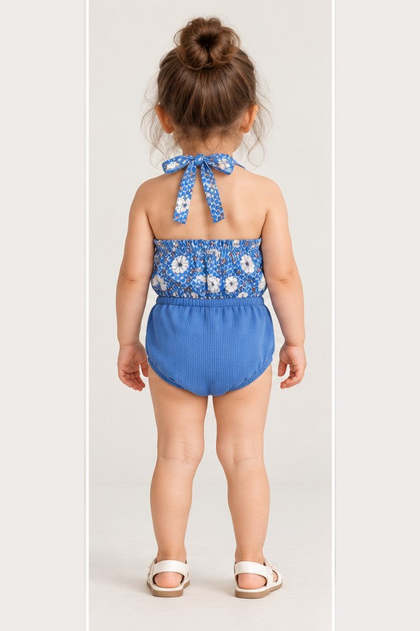 بودي سوت بناتي منقوش بزهور — back view