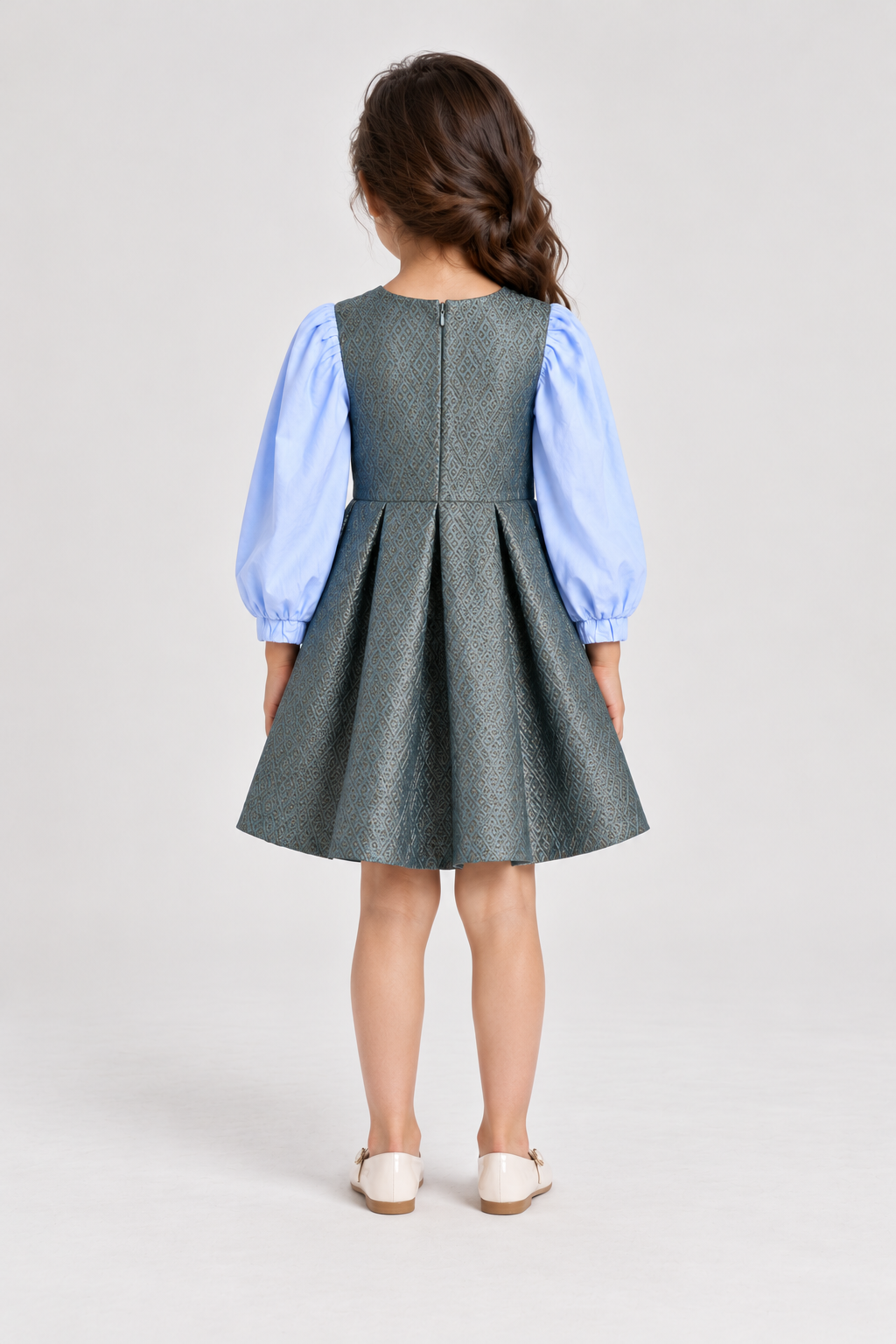 GDR1804 aquifer jacquard dress back model view
