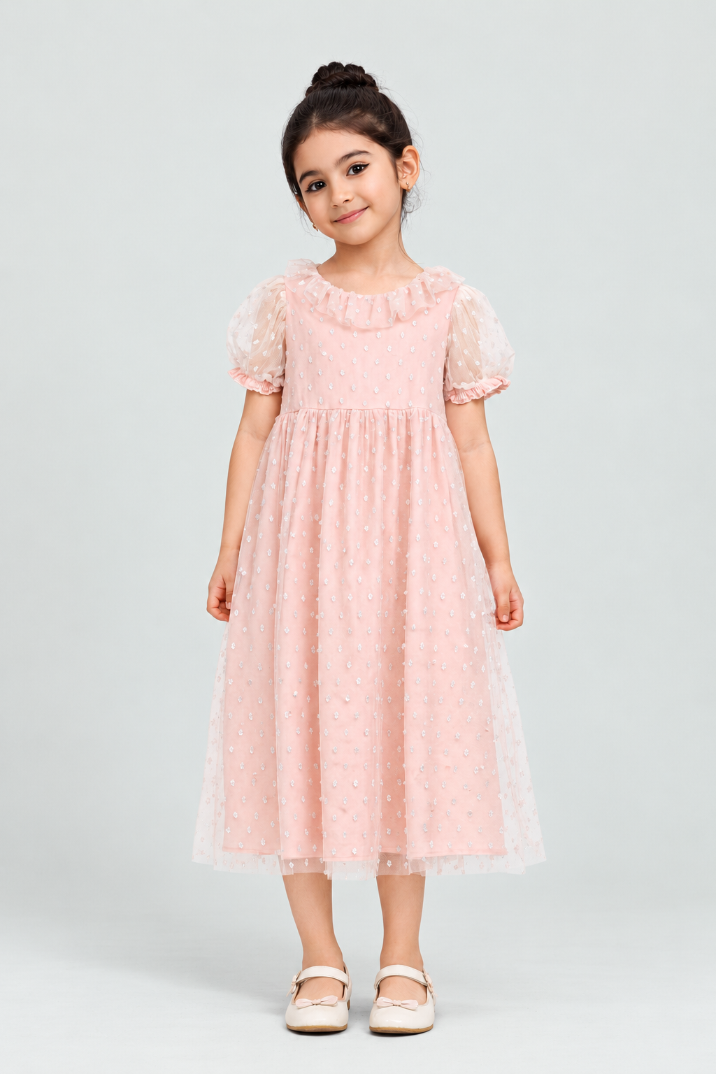 Gingersnaps GDR1932 girls blush sparkle dress - front model view