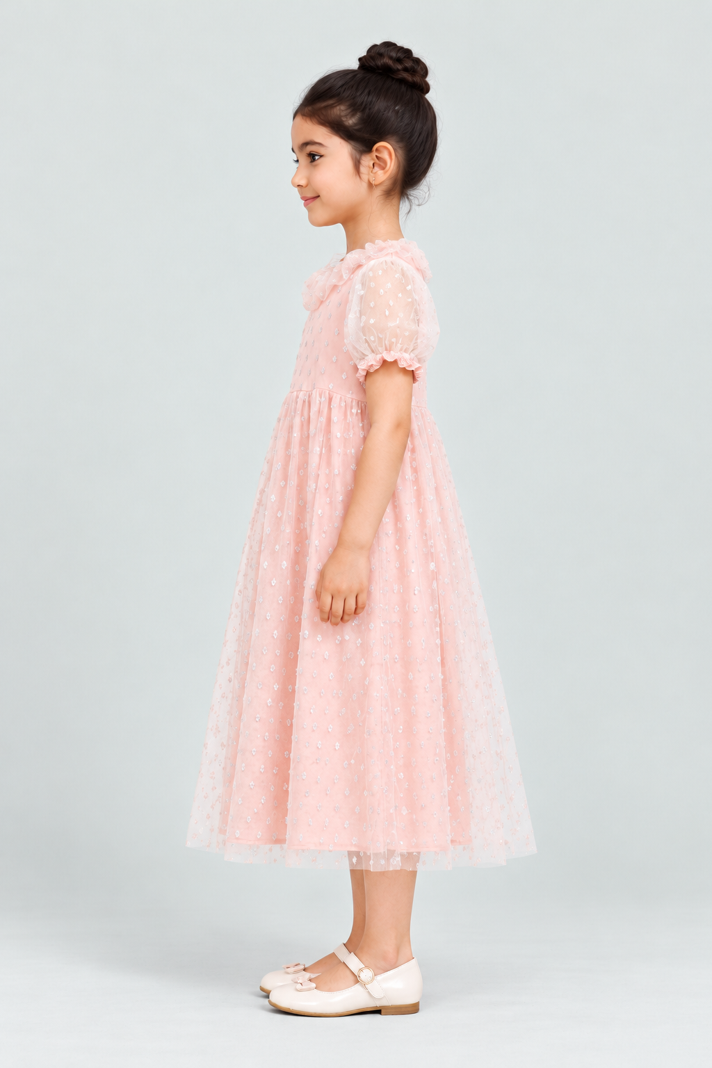 Gingersnaps GDR1932 girls blush sparkle dress - left model view