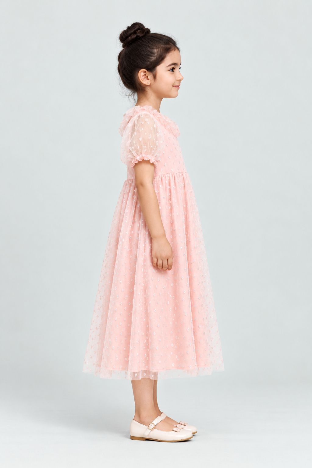 Gingersnaps GDR1932 girls blush sparkle dress - right model view