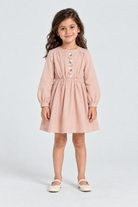 فستان مخصر كم طويل سادة مواليد — front model view