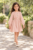 فستان مخصر كم طويل سادة مواليد — lifestyle model view