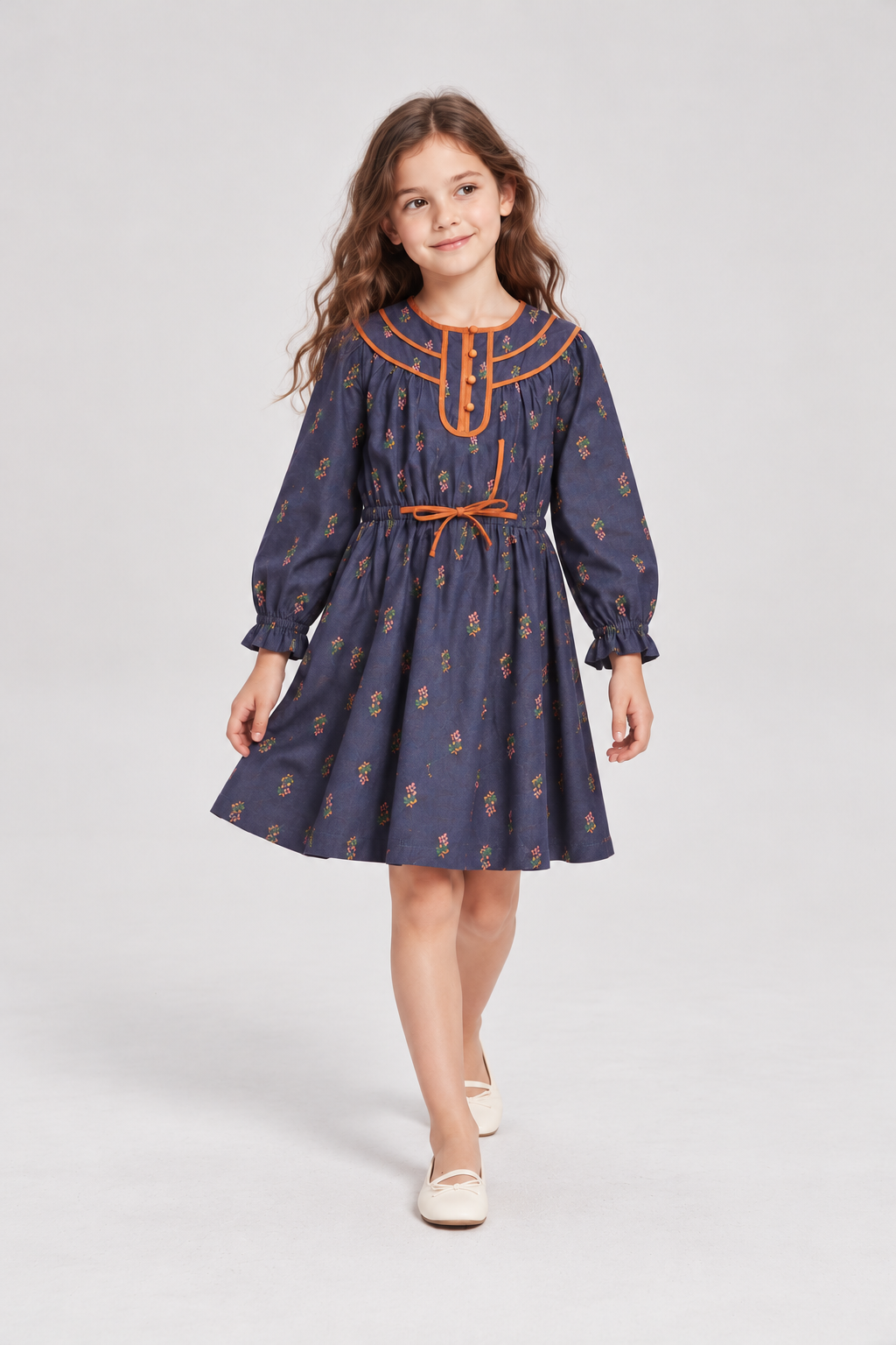 GDR2169 navy floral dress lifestyle view
