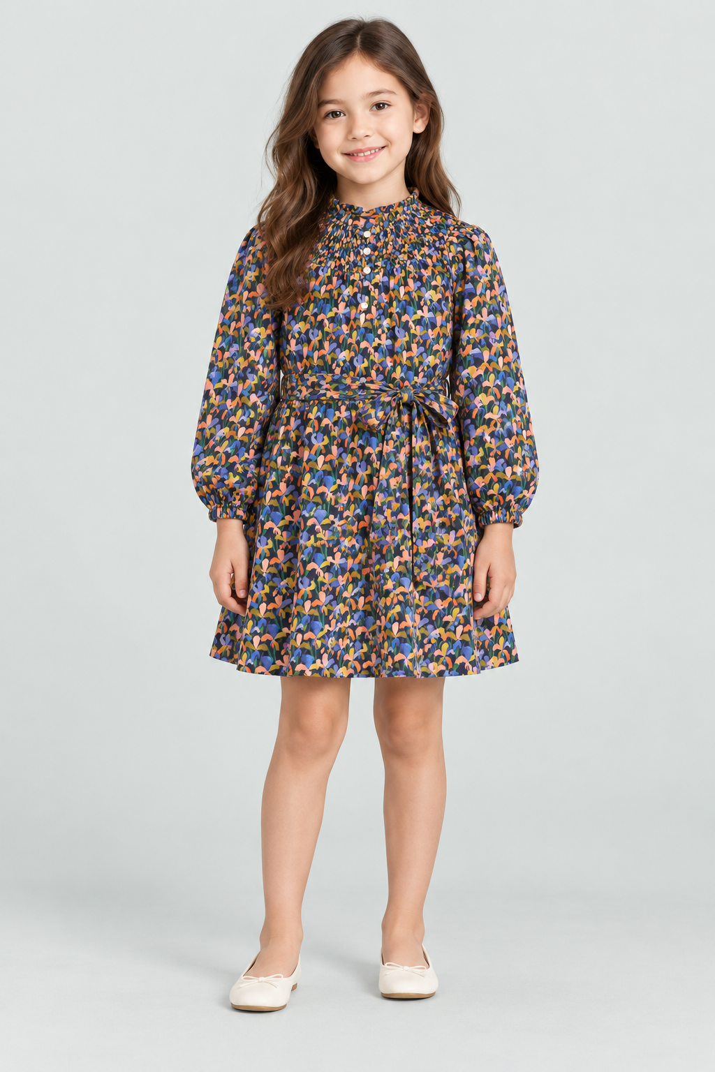 Gingersnaps GDR2172 girls floral dress - front model view