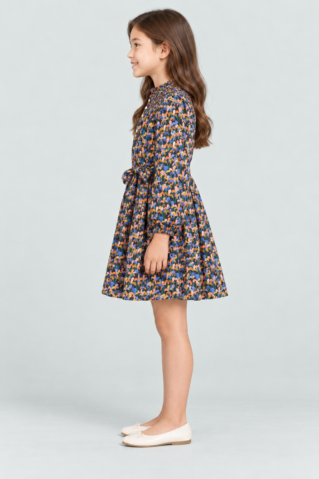 Gingersnaps GDR2172 girls floral dress - left model view