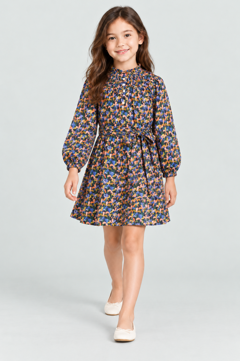 Gingersnaps GDR2172 girls floral dress - lifestyle model view