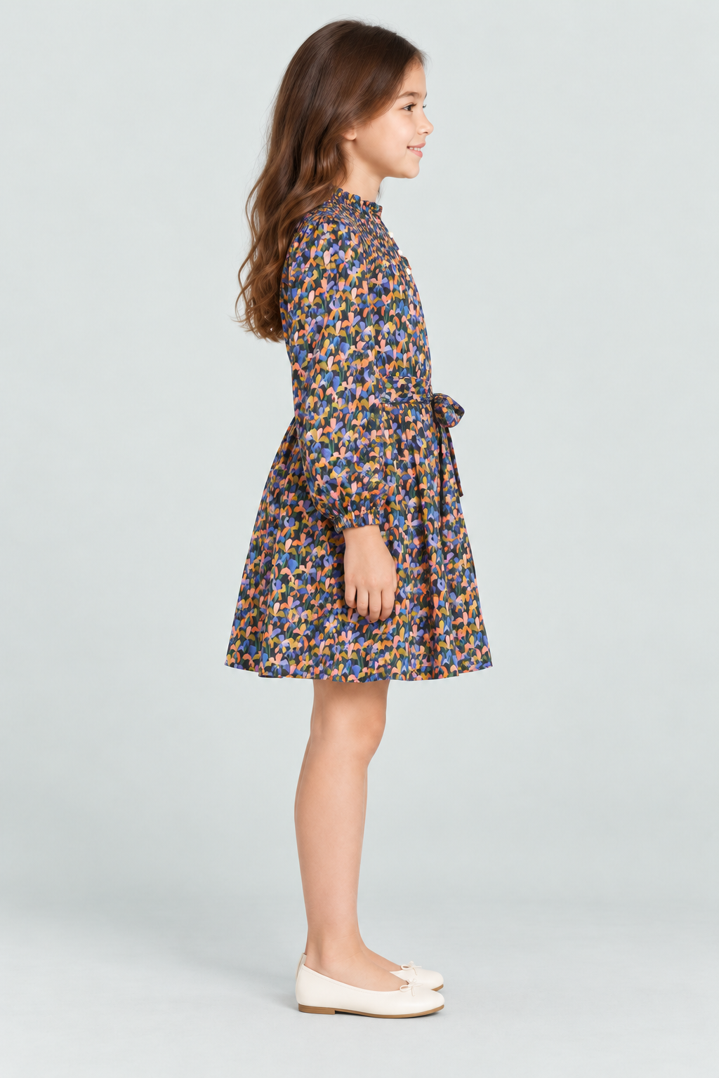 Gingersnaps GDR2172 girls floral dress - right model view