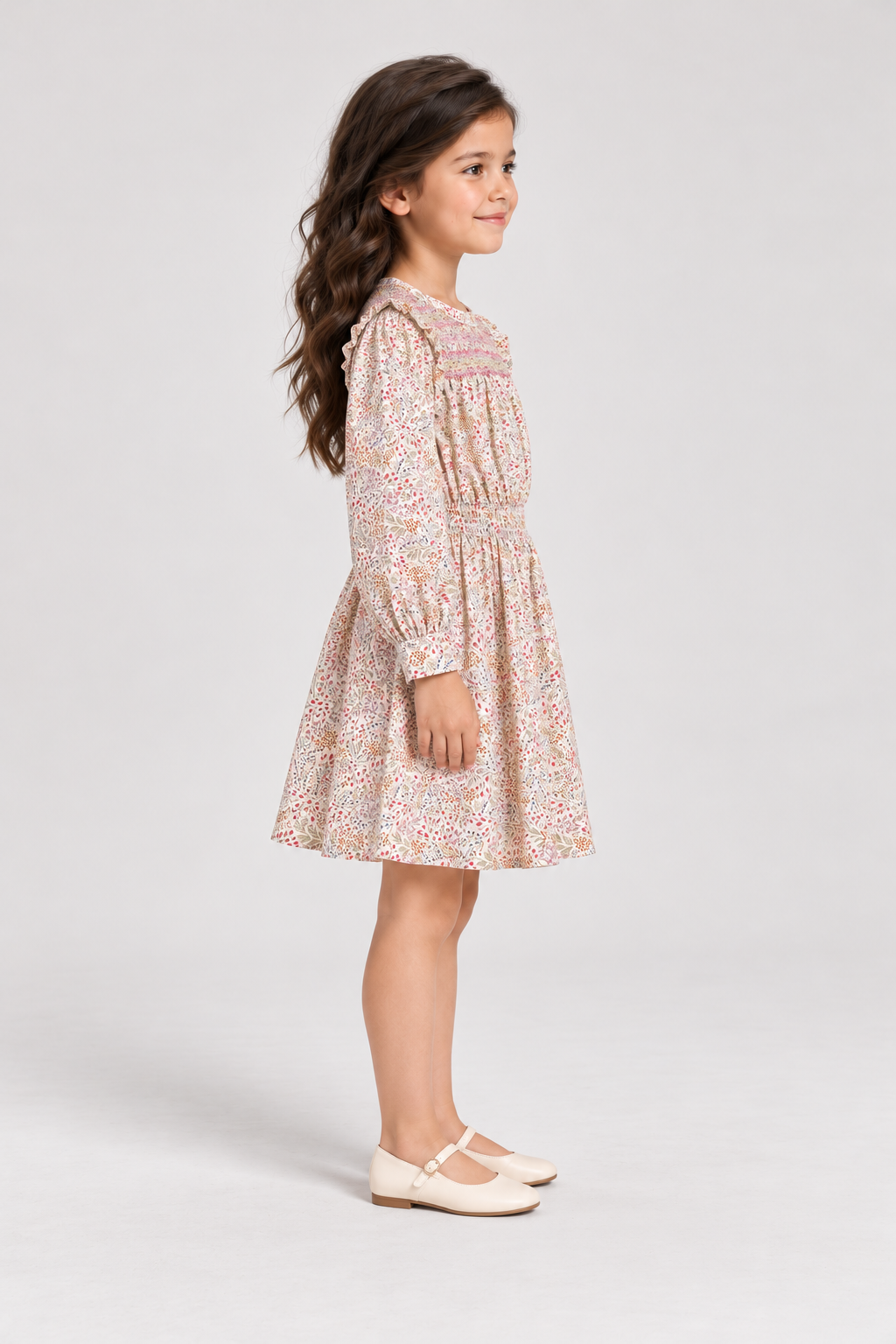 GDR2174 multicolour floral dress right model view