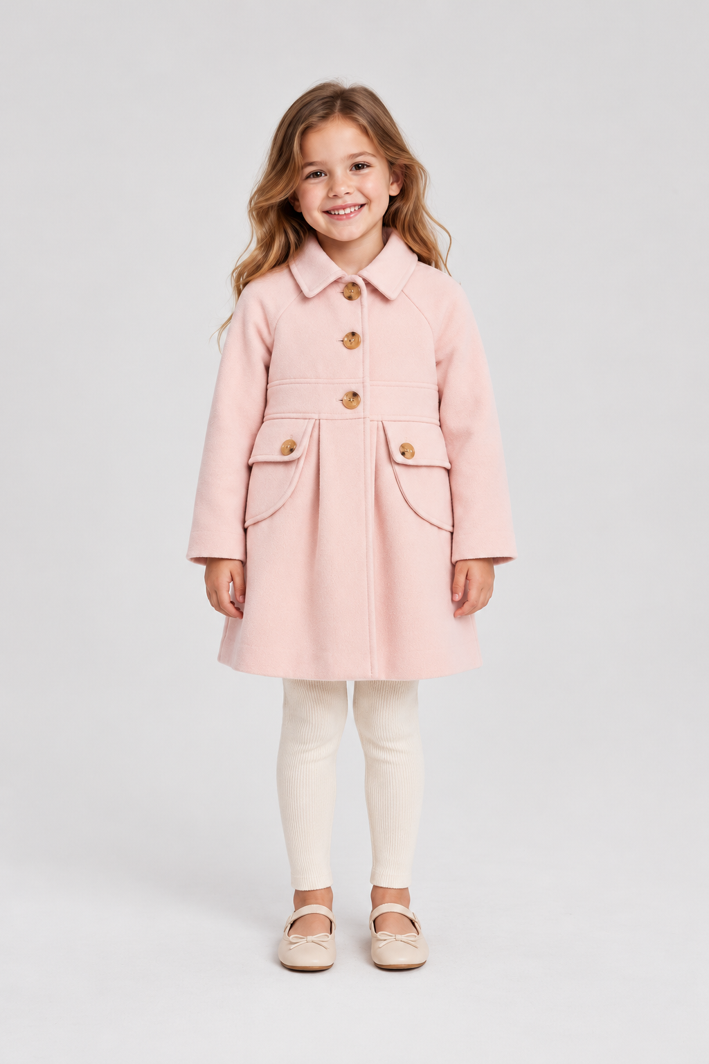 GJK0191 dusty pink coat, front model view