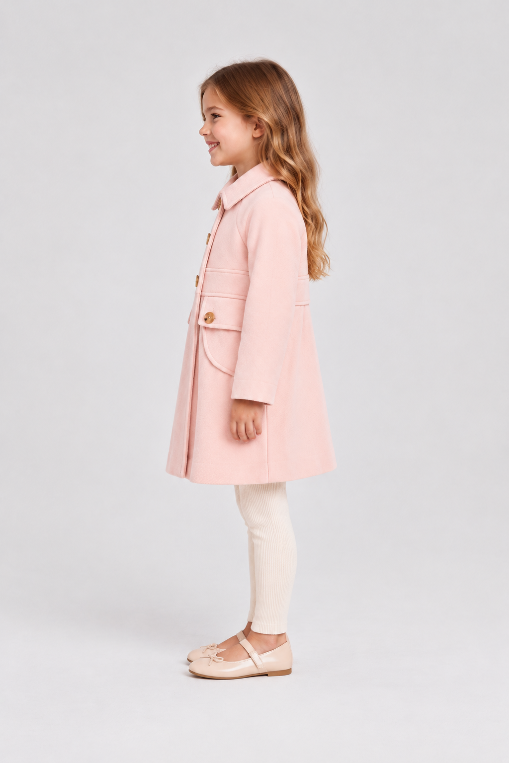 GJK0191 dusty pink coat, left model view