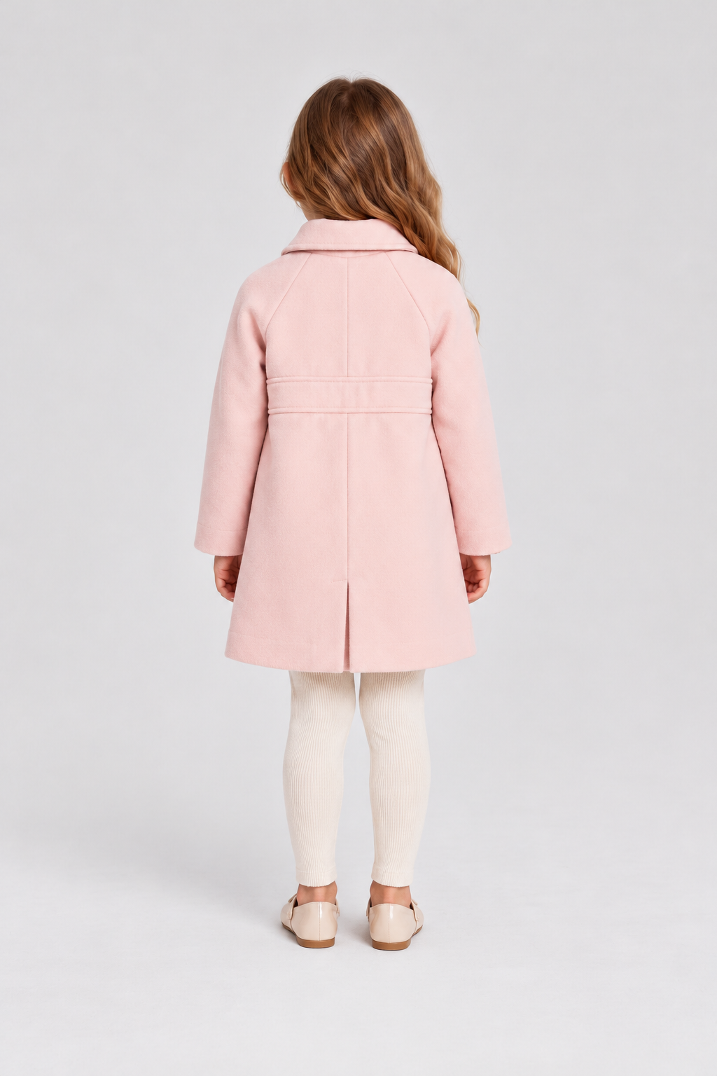 GJK0191 dusty pink coat, back model view