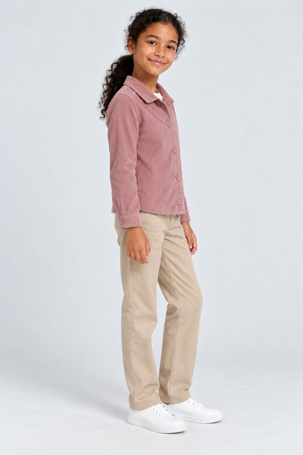 ستره بناتي بأزرار أمامية, purple, side model view
