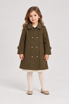 Front girl model view of Gingersnaps olive winter coat