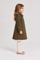 Right side girl model view of Gingersnaps olive winter coat