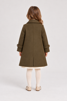 Back girl model view of Gingersnaps olive winter coat