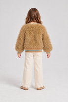 Gingersnaps fuzzy zip jacket on child model, back view
