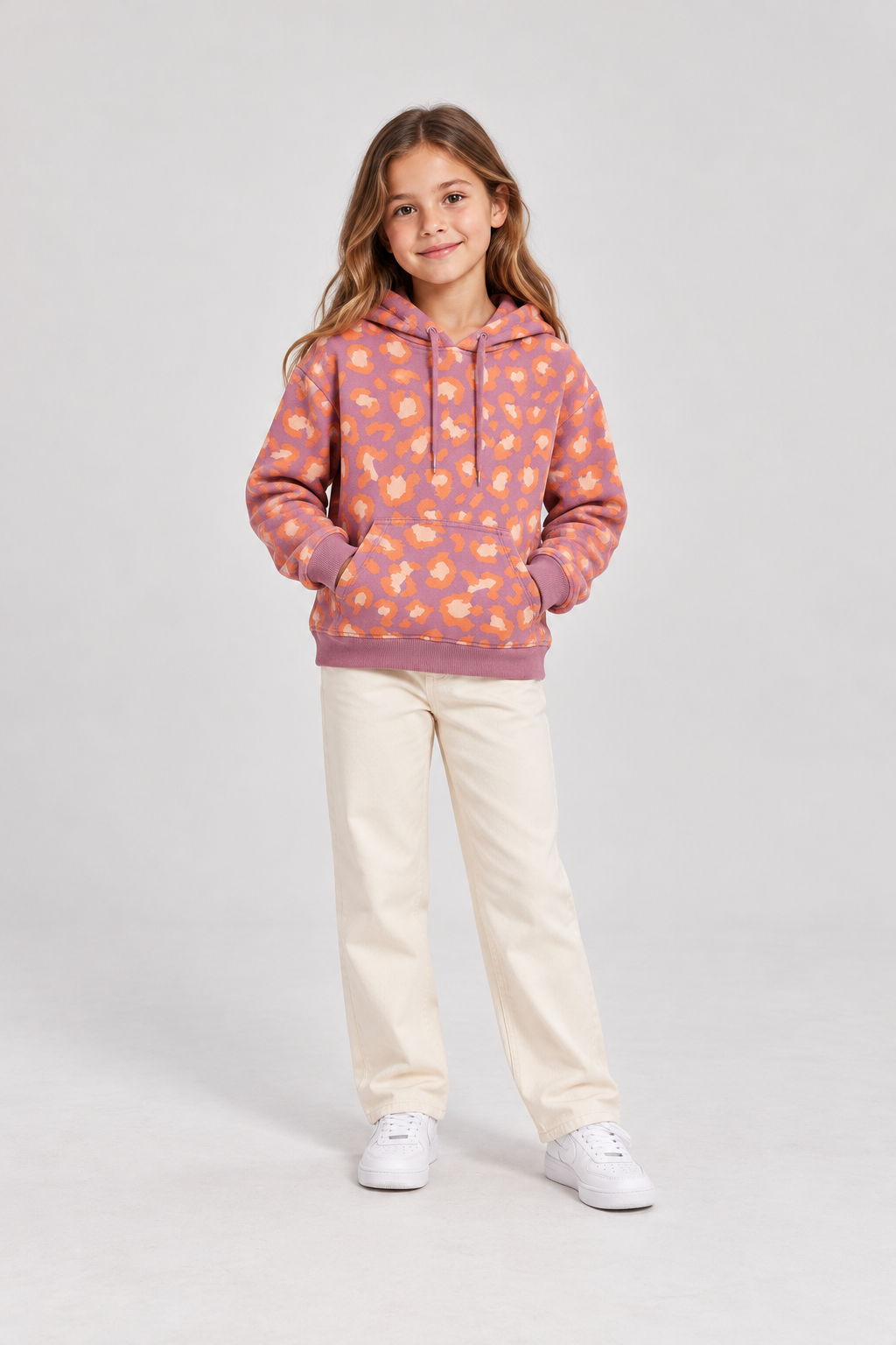 Gingersnaps girls' hoodie model photo, front view