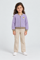 جاكيت كم طويل بسحاب أمامي وجيوب بناتي, purple, front model view