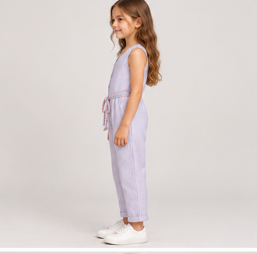 right view of girls gjs0252 jumpsuit on girl model