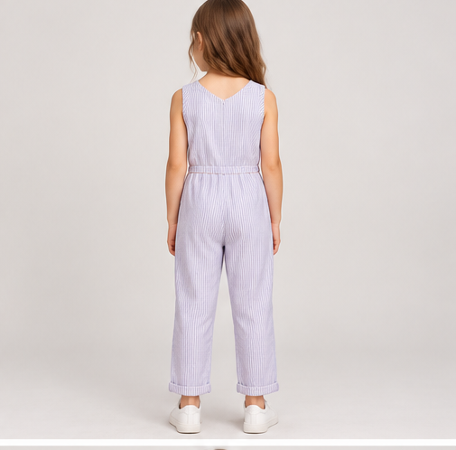 back view of girls gjs0252 jumpsuit on girl model