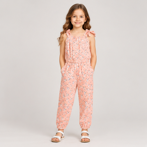 front view of girls gjs0253 jumpsuit on girl model