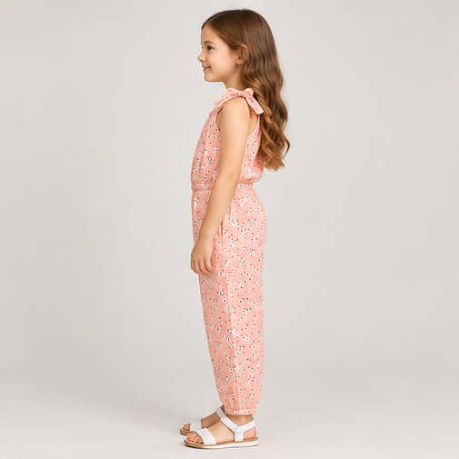 left view of girls gjs0253 jumpsuit on girl model