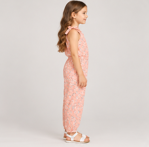 right view of girls gjs0253 jumpsuit on girl model