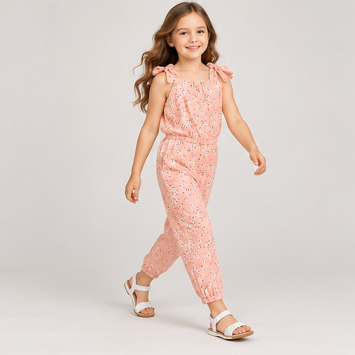 lifestyle view of girls gjs0253 jumpsuit on girl model
