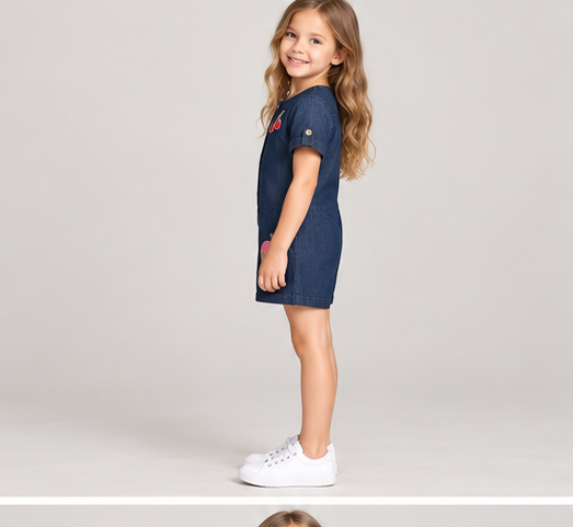 right view of girls gjs0265 romper on a girl model