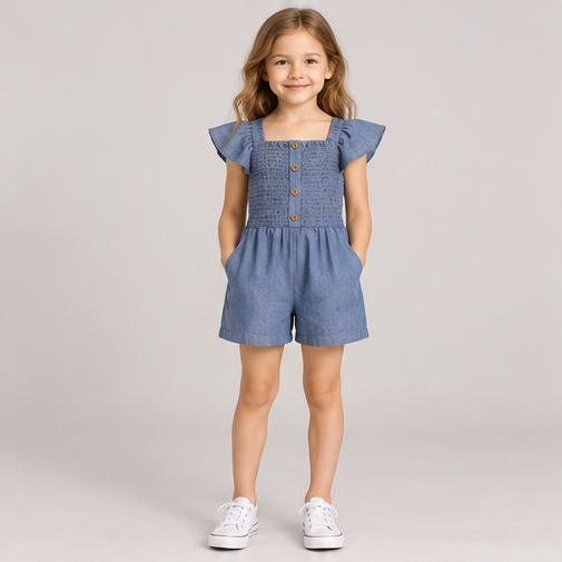 front view of girls gjs0269 romper on girl model
