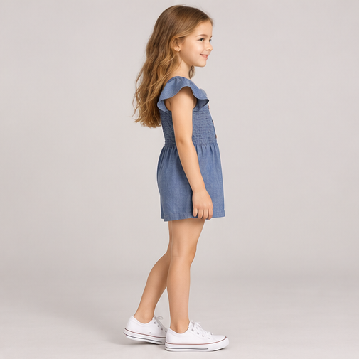 left view of girls gjs0269 romper on girl model