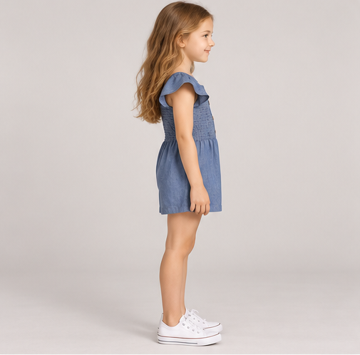 right view of girls gjs0269 romper on girl model