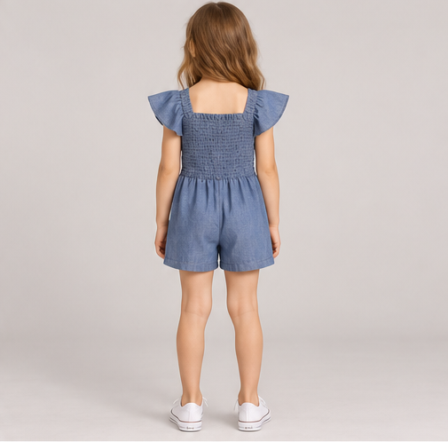 back view of girls gjs0269 romper on girl model