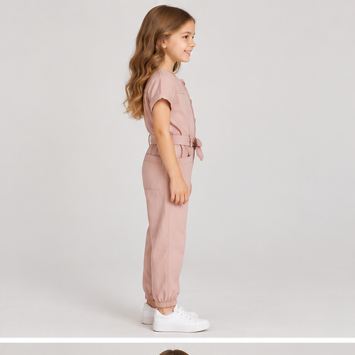 left view of girls gjs0276 jumpsuit on girl model
